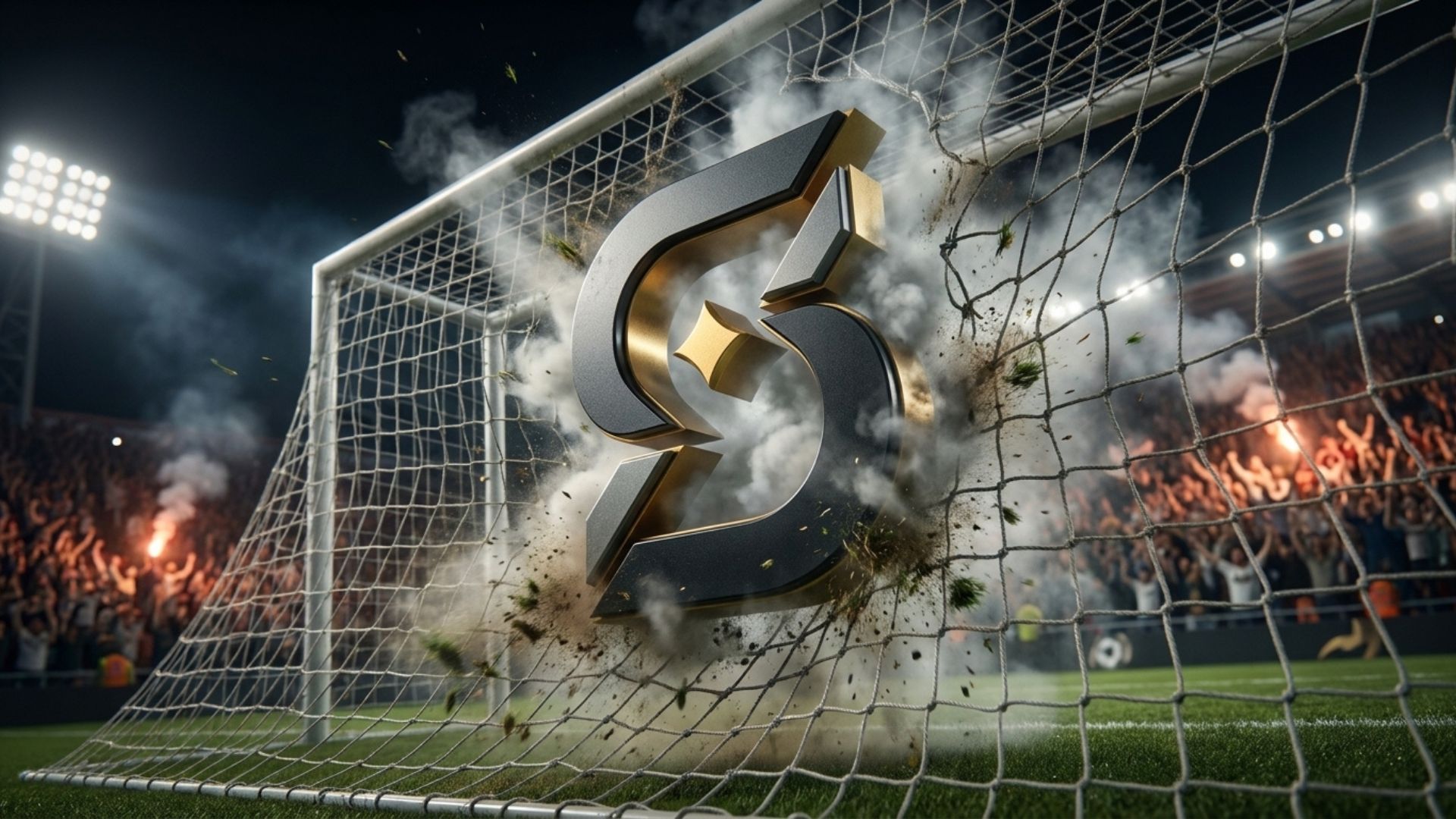 Logomarca marcando um gol