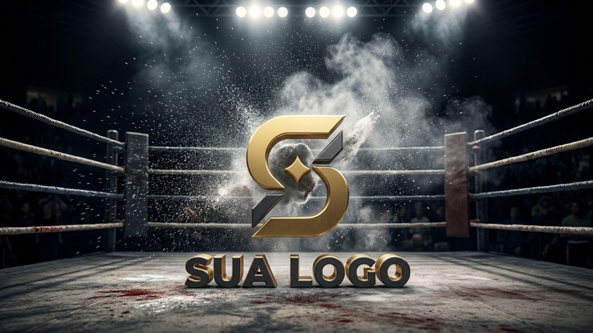 Logomarca em ringue de boxe