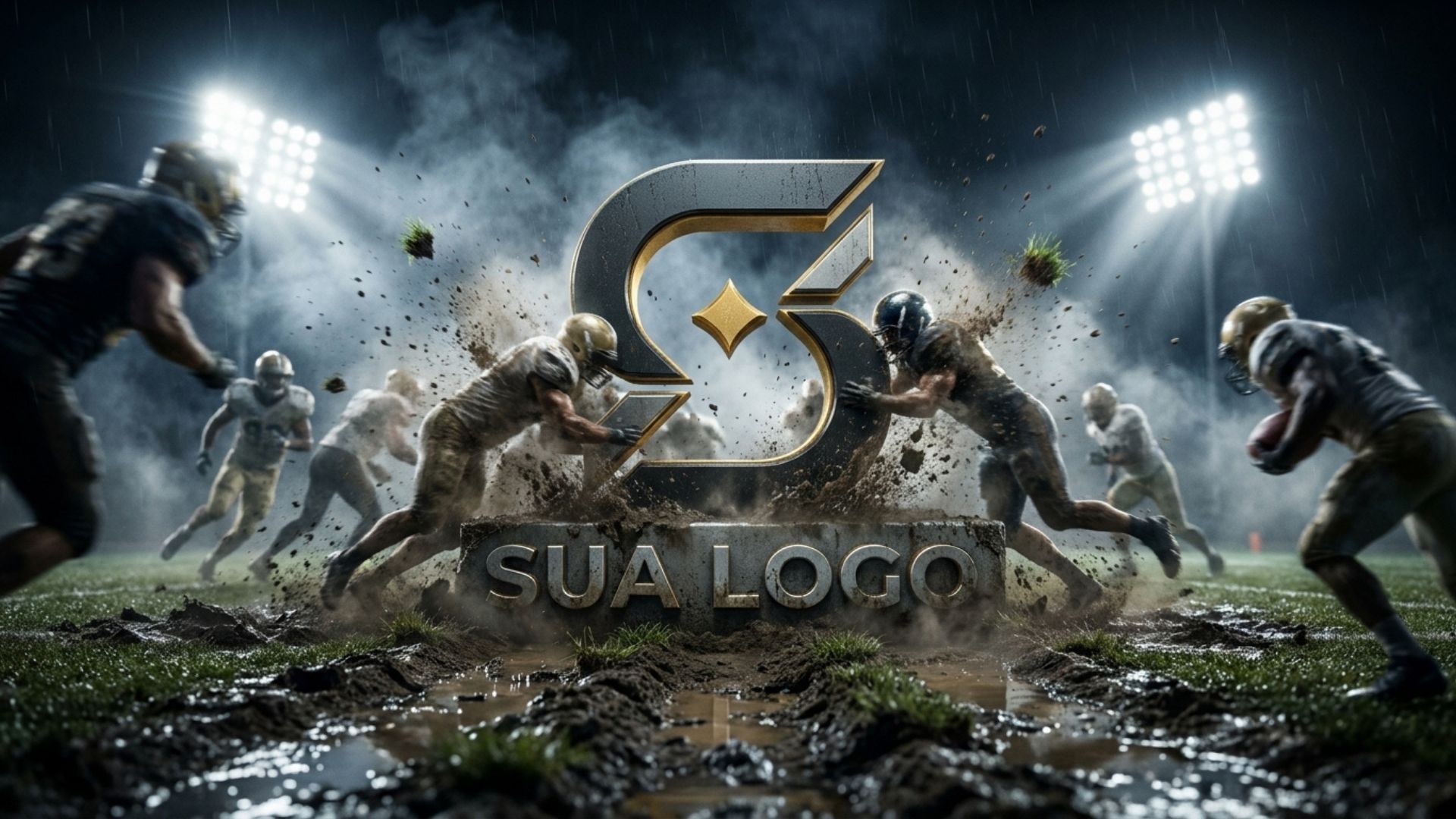 Logomarca em impacto de futebol americano