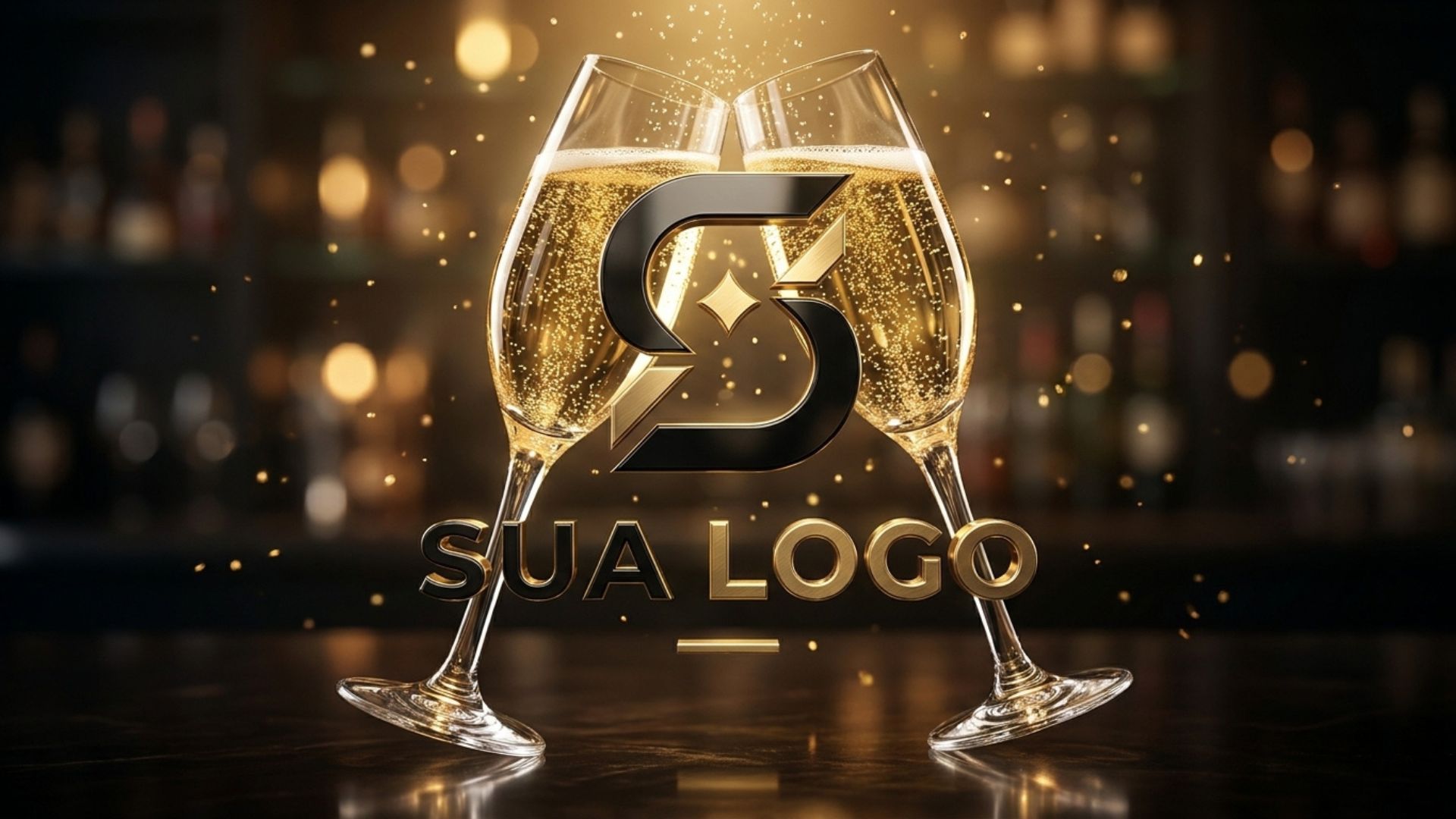 Logomarca em cena de champagne premium