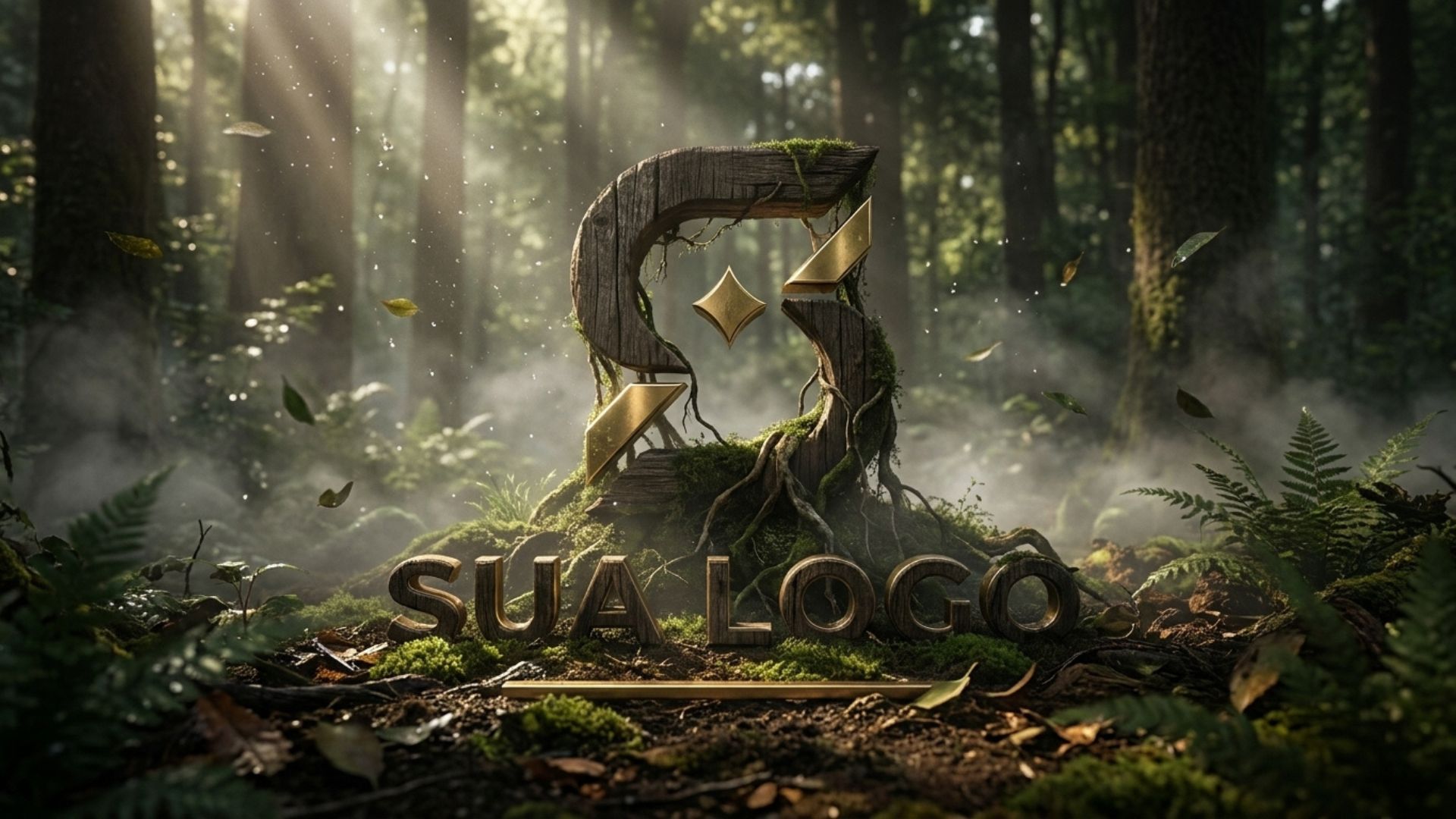 Logomarca em floresta cinematográfica
