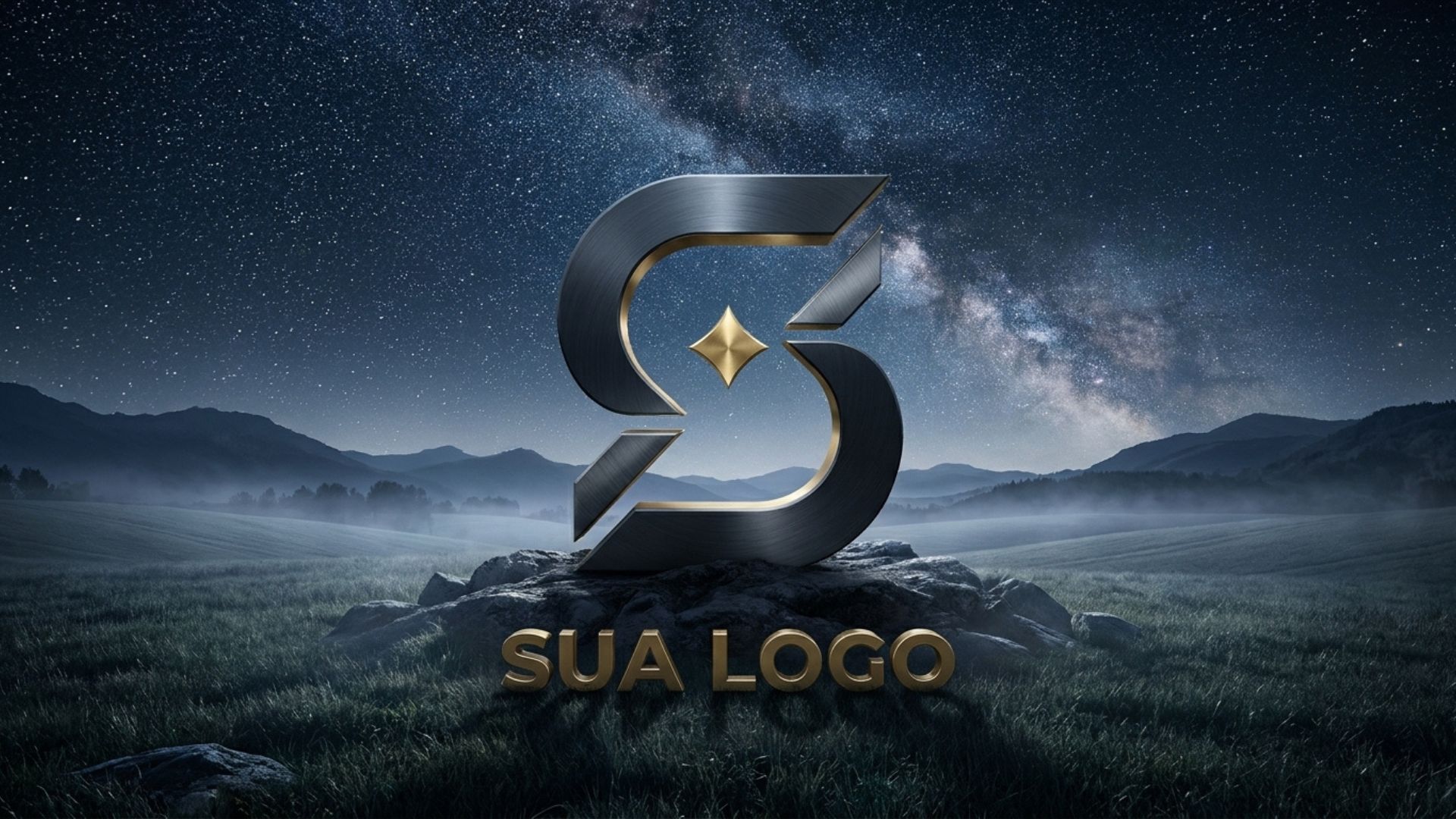 Logomarca sob céu estrelado