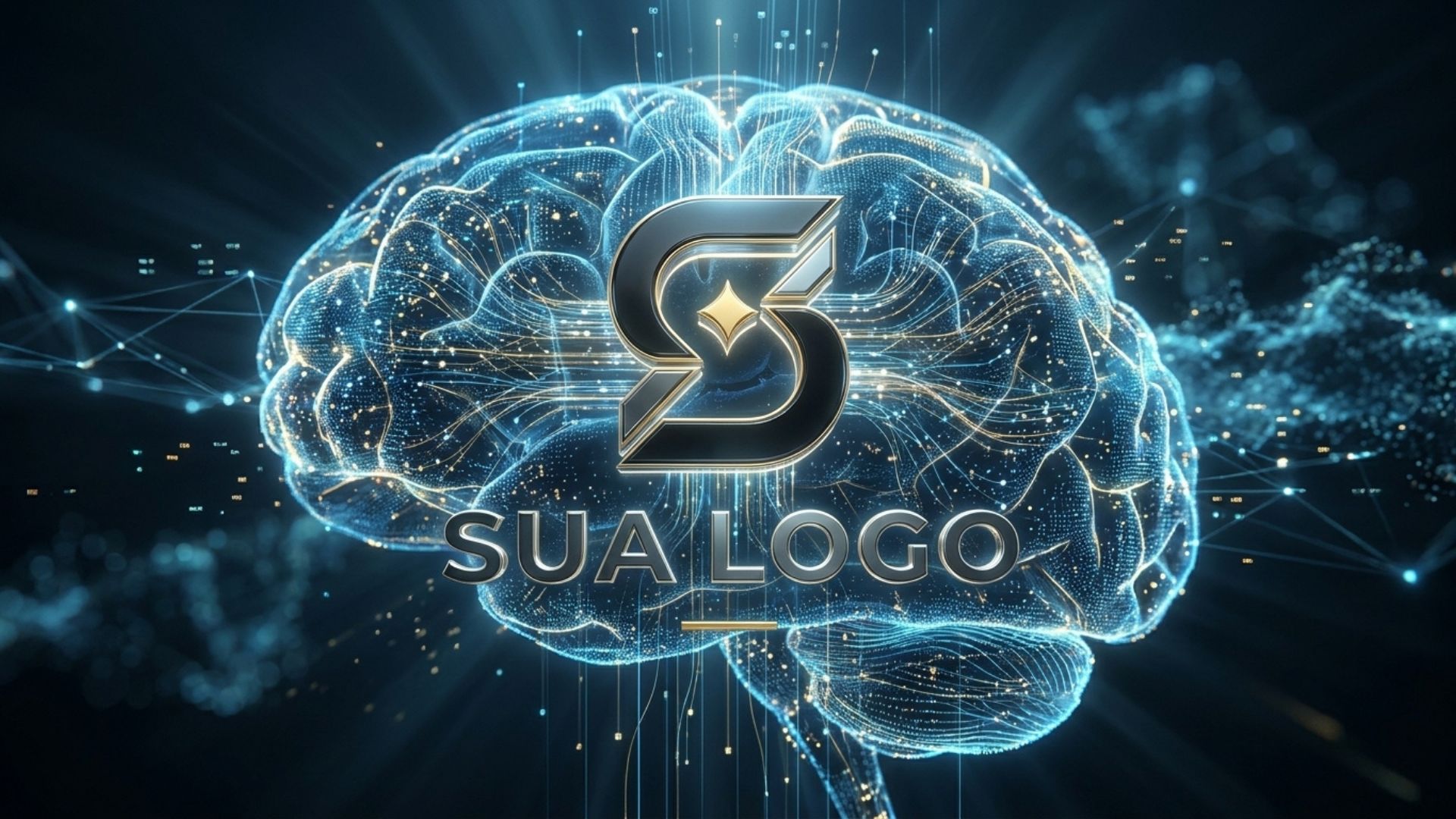 Logomarca em cérebro digital de inteligência artificial