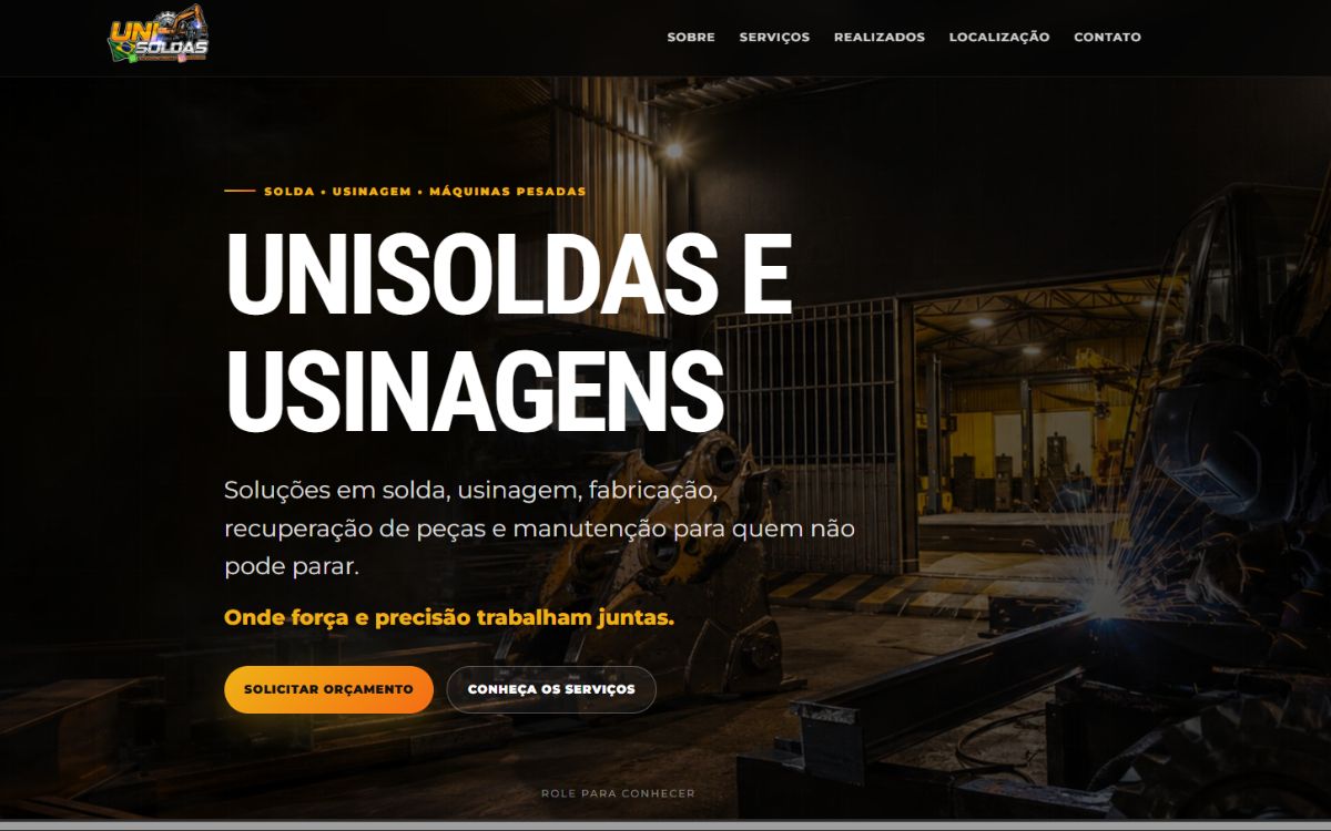 Site da Unisoldas e Usinagens